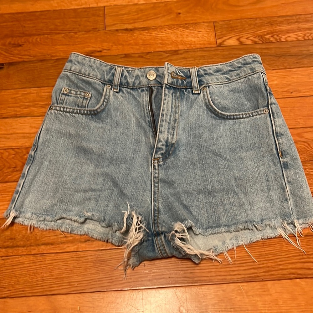 Topshot Moto mom jean shorts - light wash high waisted